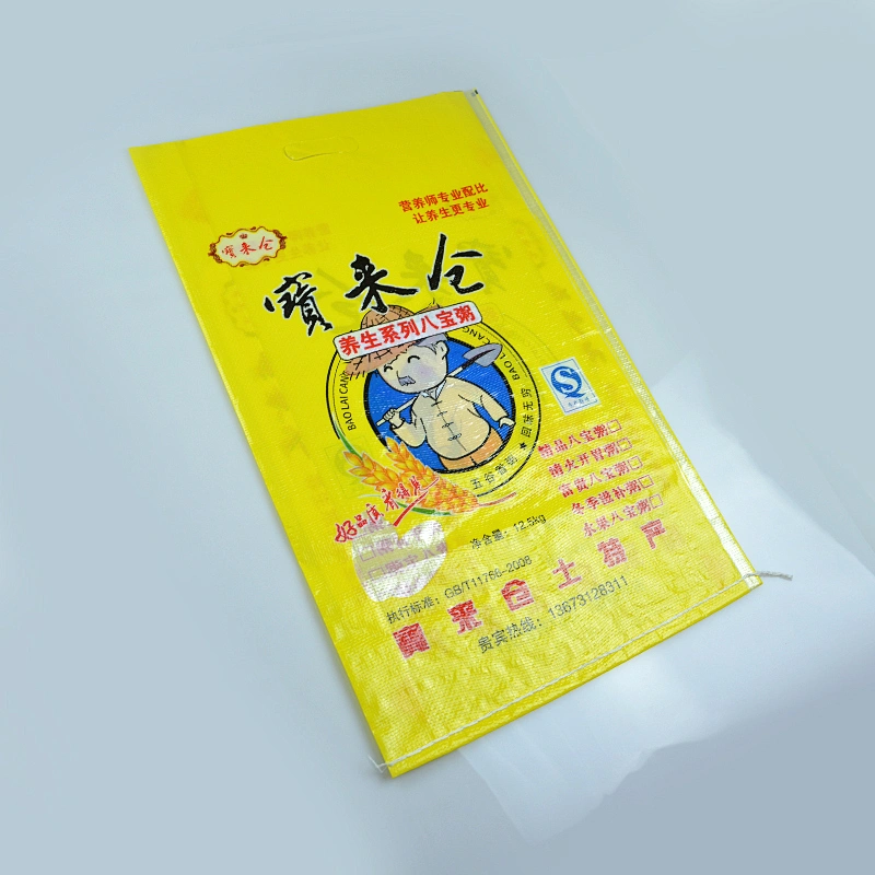 Wholesale transparent pp woven 12.5kg Rice Packing Bag with D Handle