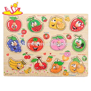 Wholesale teaching aid toy wooden alphabet knob puzzle for sale W14M106