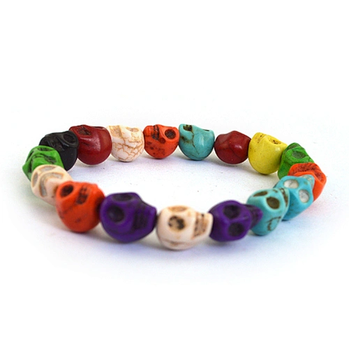 colorful resin skull bracelet