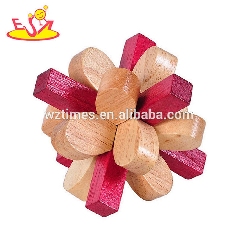 Wholesale traditional style pretty wooden interlocking cross cube play toy W11C043
