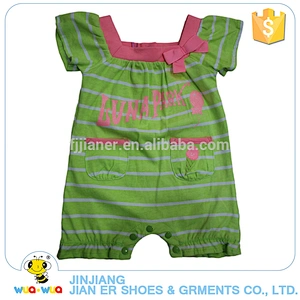 Original design bowknot cotton green baby girls romper