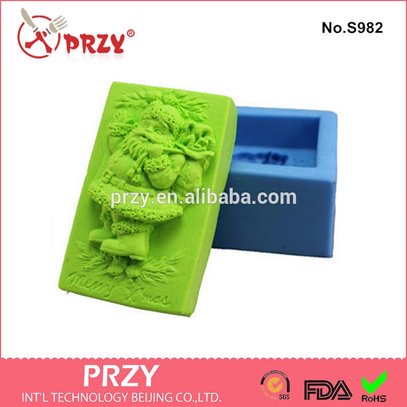 S982 PRZY santa shaped handmade silicone soap molds