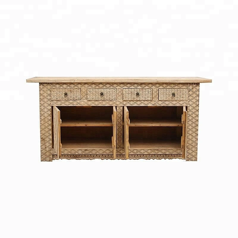chinese antique reproduction natural wood oriental buffet living room furniture