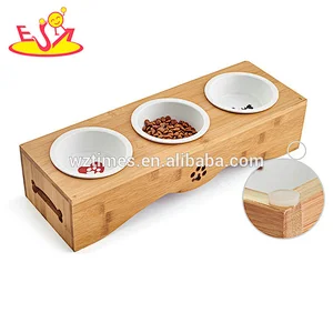 Wholesale best sale pet interactive wooden pet bowl stand W06F059