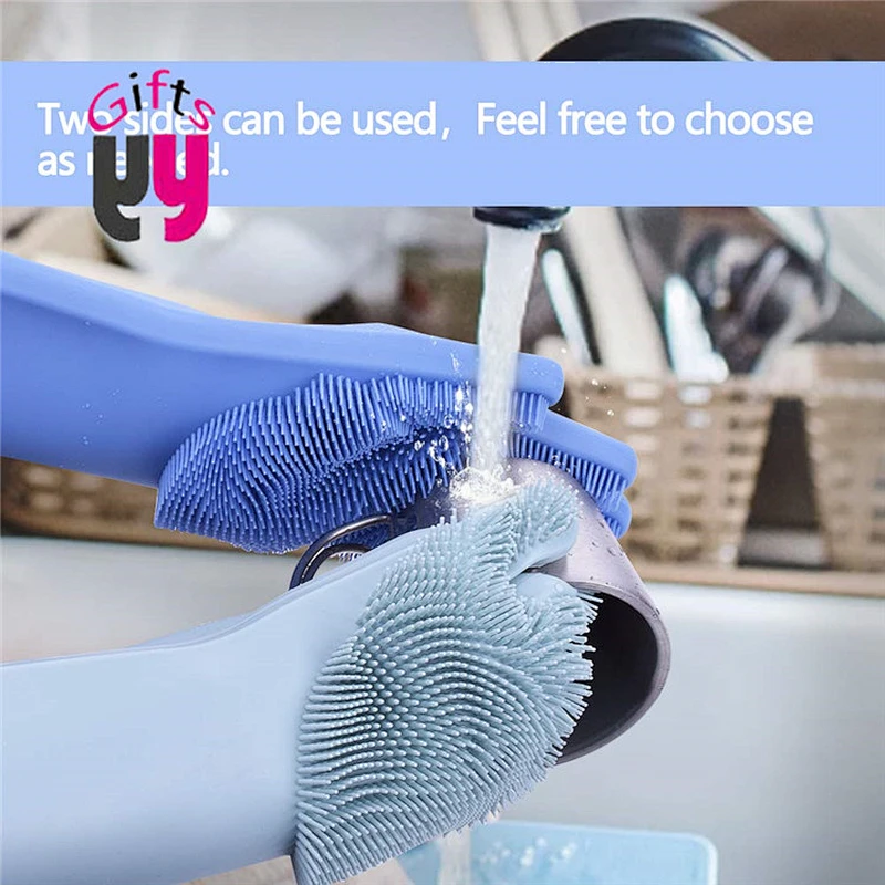 Silicone Cleaning Brush Scrubber Gloves for Dishwashing, Cleaning, Pet Hair Care