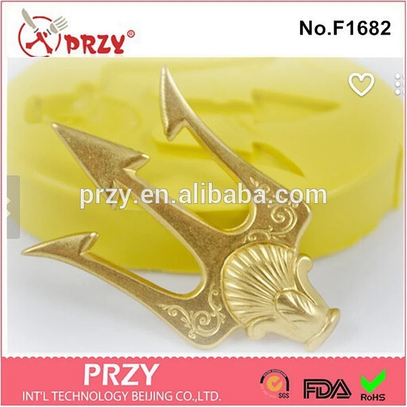 2015 hotsale Poseiden's Trident fondant silicone cake mold