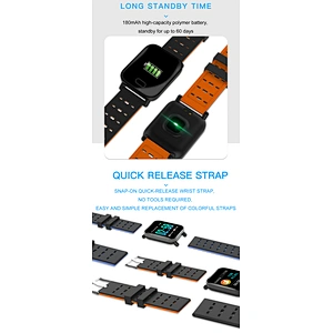 Hot Large Color Screen Heart Rate Blood Pressure Fitness Tracker waterproof Watch Bracelet