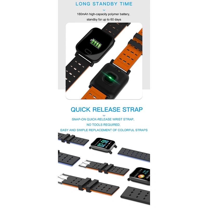 Hot Large Color Screen Heart Rate Blood Pressure Fitness Tracker waterproof Watch Bracelet