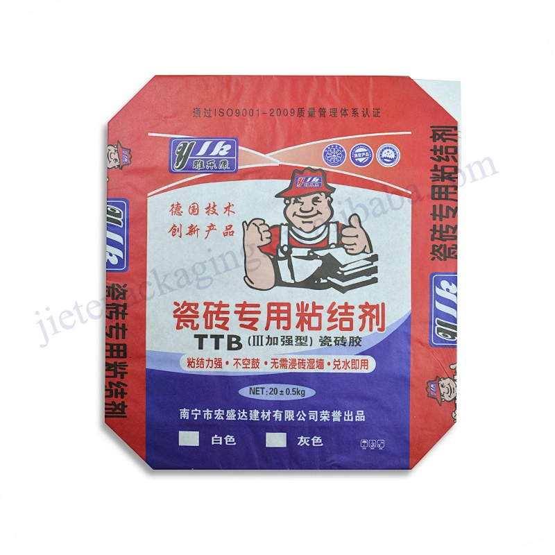 Customized multi-layer kraft paper block bottom stand up cement packaging bag 20kg for sale