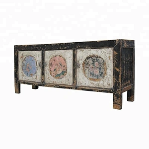 chinese oriental old distressed rustic painted storage sideboard furniture