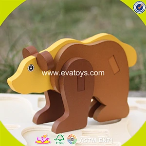 2018 New design baby wooden animal puzzle diy kids wooden animal puzzle funny children wooden animal puzzle W14G039