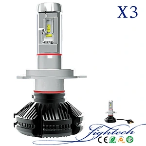 Lightech High Quality X3 Fanless LED Headlight H4 50W 8000LM H4 H13 High Low Brightness Headlamps 12v 24v For all universal car