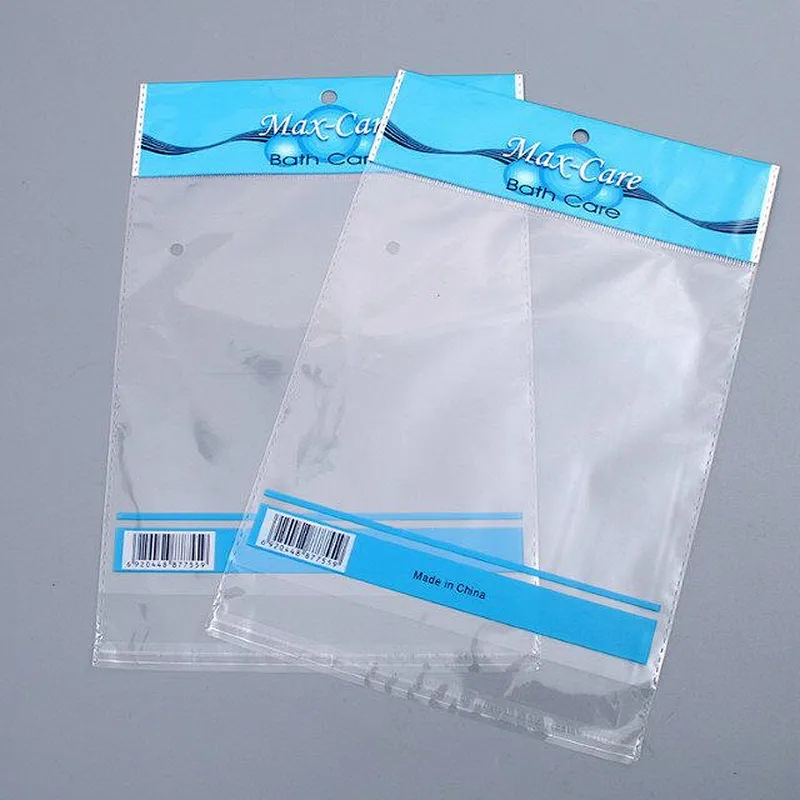 Customized clear pe plastic bag with adhesive tape