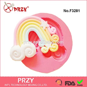 F3281 40mm Big Rainbow Flexible Silicone Mold rainbow fondant mold fimo mold
