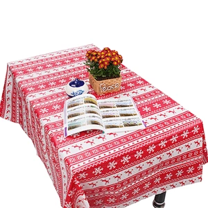 Custom Printed PE Coloring Christmas ordinary friendly Tablecloths With Flannel Back