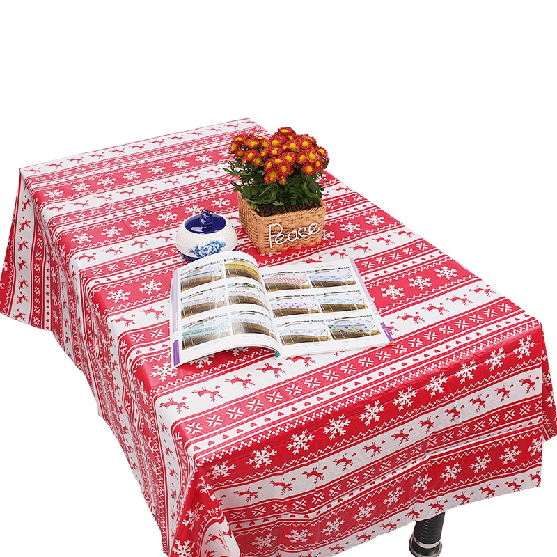 Custom Printed PE Coloring Christmas ordinary friendly Tablecloths With Flannel Back
