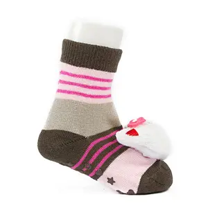 Autumn Winter wholesale kids manufacturers Newborn non slip floor lovely cartoon cat bear coral velvet Baby shoe Socks