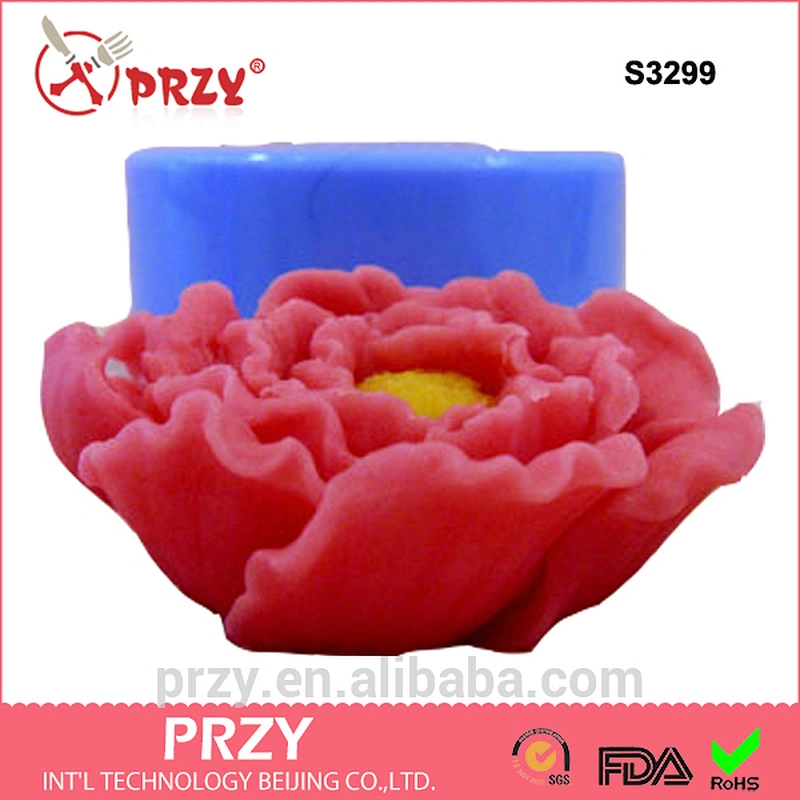 S3299 Decorative Peony flower soap silicone mold Peony flower candle mould for sell