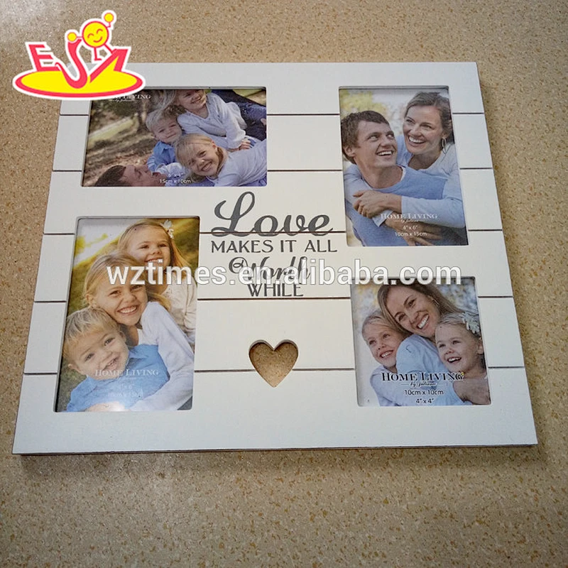 2018 wholesale 4 hole wooden heart-shaped decoration picture frame W09A051