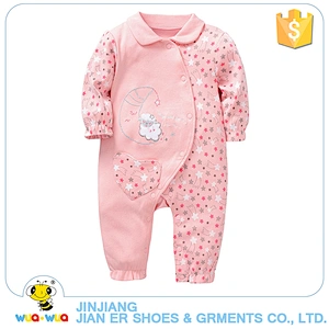 New wholesale girl romper cute and stylish sleep and play clothes baby pajamas cute girl wearing pink jumpsuit baby clothes
