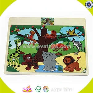 wholesale best quality wooden toddler puzzle toy top sale wooden toddler puzzle toy funny animals world jigsaw W14C050