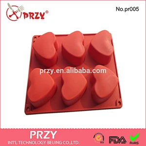 PR005 6 cavity heart shape silicone soap mould heart shape handmade cake mold silicone heart mold