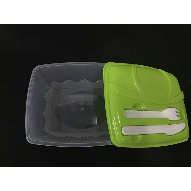 Reusable Lunch clear Bento Container Microwave And Freezer Safe Lunch Box With with knife and fork