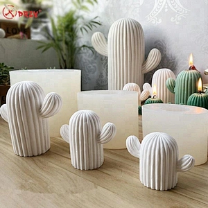 Big Succulent cactus Candle forms simulator 3D small Cactus aroma stone crafts mold planter soap Moulds