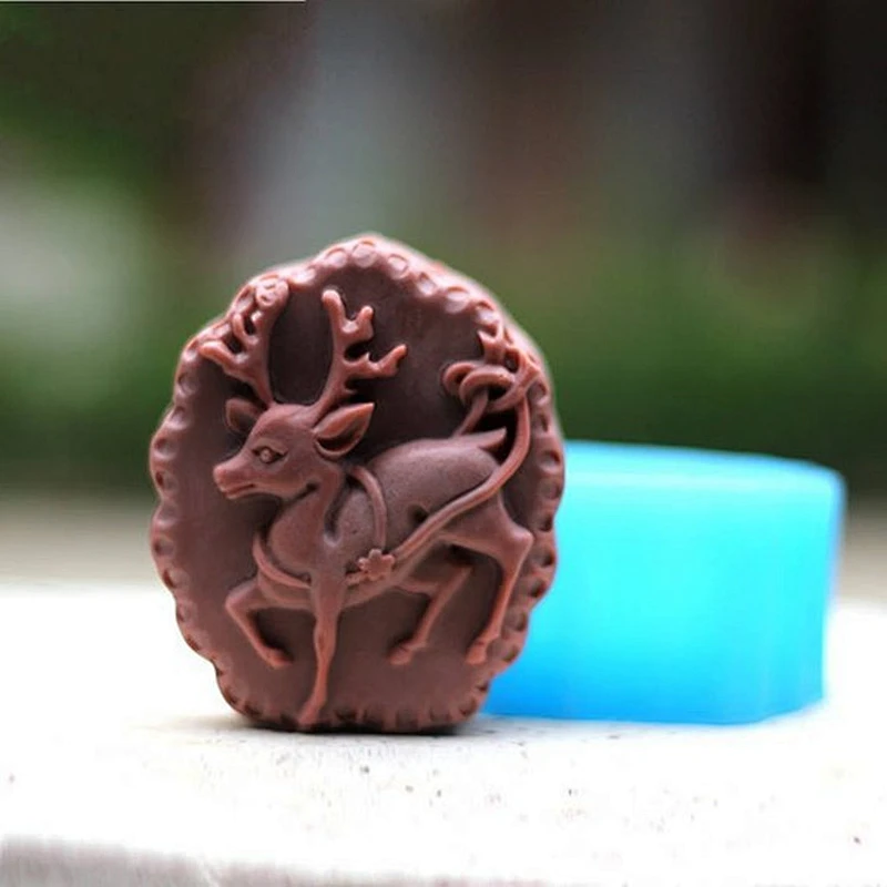 Christmas Deer pattern Soap Mold Handmade soap Candle Candy Cake Chocolate mold Silica