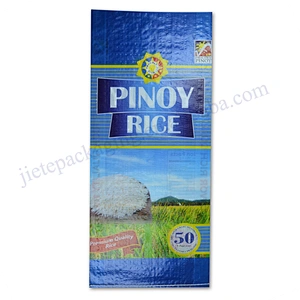 Wholesale plastic pouch bopp laminated pp woven rice bag 50kg