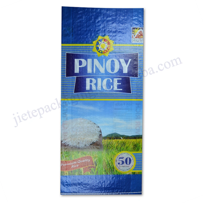 Wholesale plastic pouch bopp laminated pp woven rice bag 50kg