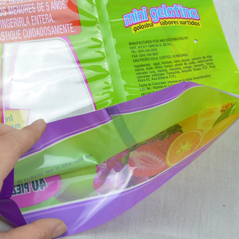 Customized plastic ped bag for food candy packaging