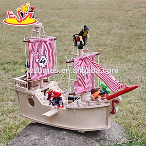 wholesale high quality unique style wooden toy pirate ship for sale W03B061-Z