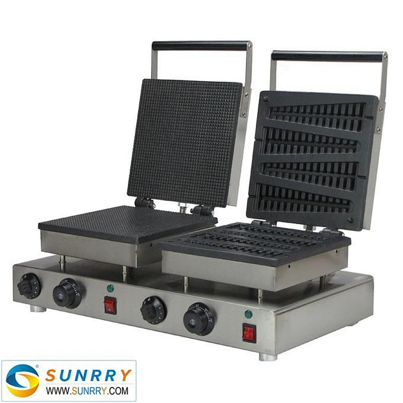 Industrial automatic cast iron square and lolly stick holder maker waffle making machine