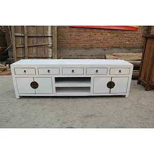 Chinese antique furniture white tv cabinet