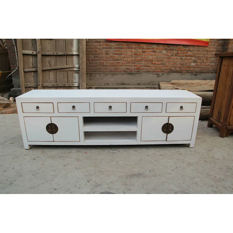 Chinese antique furniture white tv cabinet