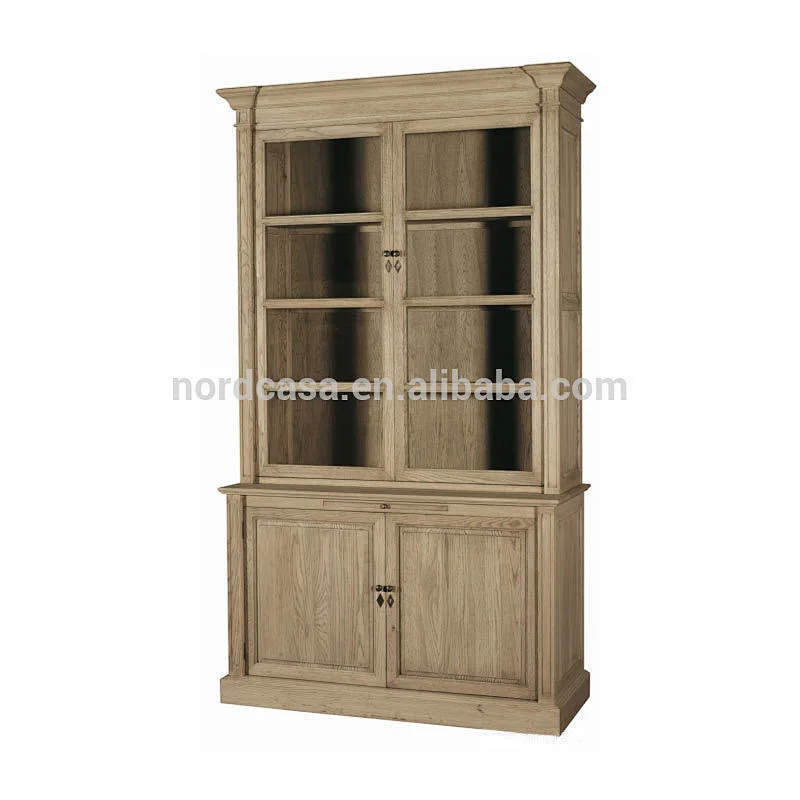 Chinese Antique reproduction furniture french style bookself pine living room cabinet