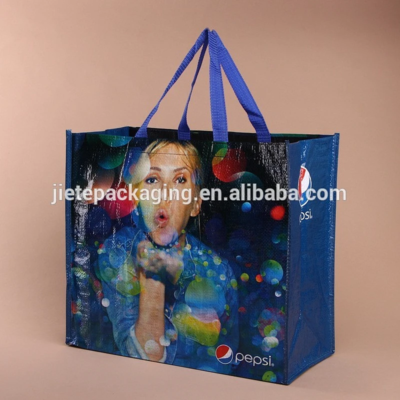 recyclable pp woven shopping bag with printing