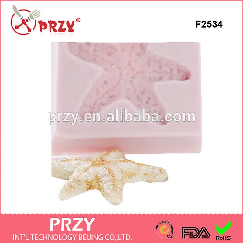 F2534 Star Fish Silicone Mold Flexible Food Safe Fondant Gumpaste Chocolate Sugar Mold Resin Polymer
