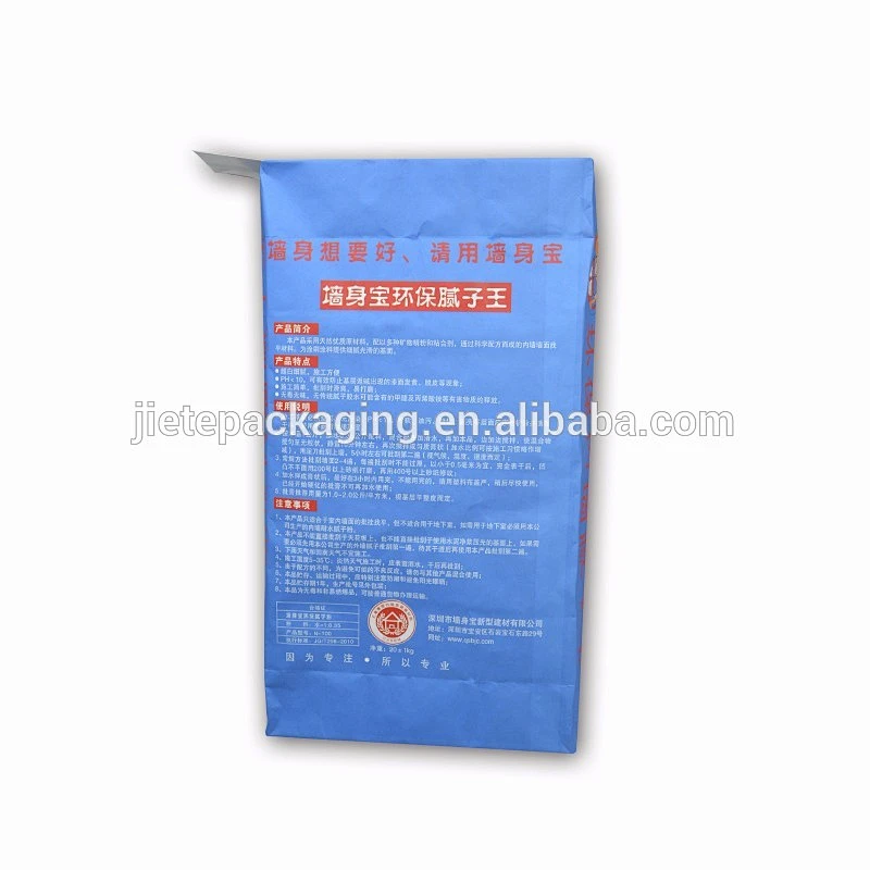 25kg printed interior building putty powder kraft paper bag with valve port