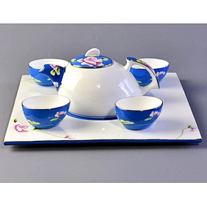 Chinese-style irregular tea bottle with 4pcs cups sets for business gift