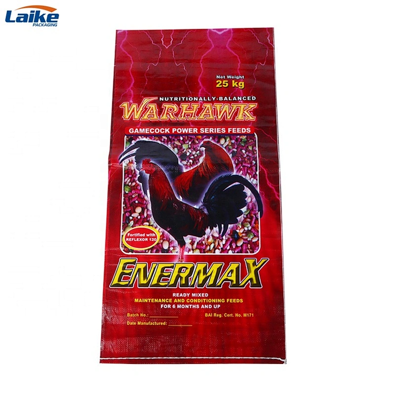 High quality pp woven plastic chicken feed bag 50kg bulk big feed bag