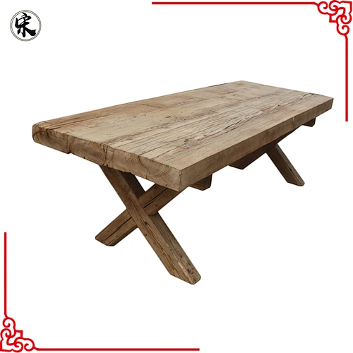 Retro elm wood rustic furniture slab dining table