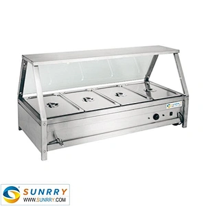 Restaurant equipment commercial food warmer hot pot counter top bain marie with curved