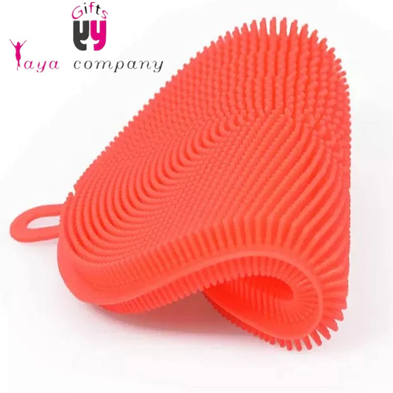 Oval shaped Soft food grade silicone cleaning dish brush