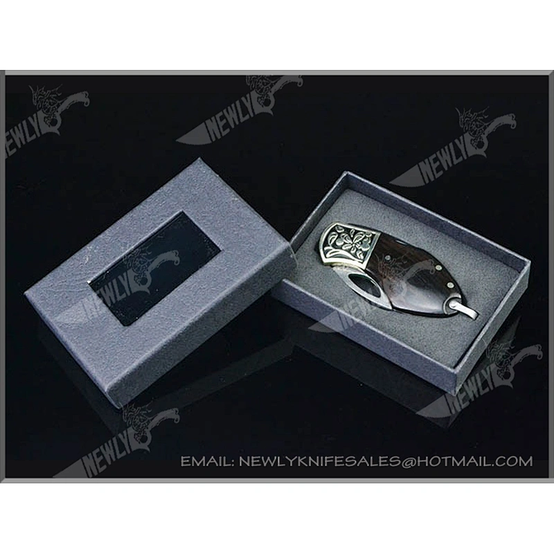 Damascus Steel Collection Folding Pocket Knife With Ebony Handle