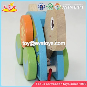 Wholesale lovely kids wooden pull turtle car toy brand new children wooden pull turtle car toy W05B061