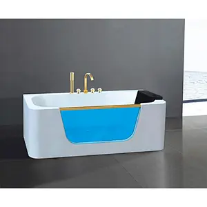 Luxury SPA Transparent Massage Bathtub With Gold Plated Faucet
