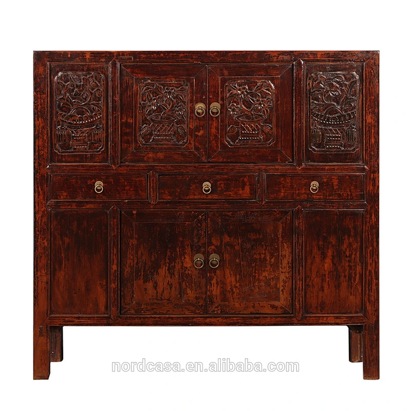 Factory Beijing chinese antique wood carved sideboard furniture