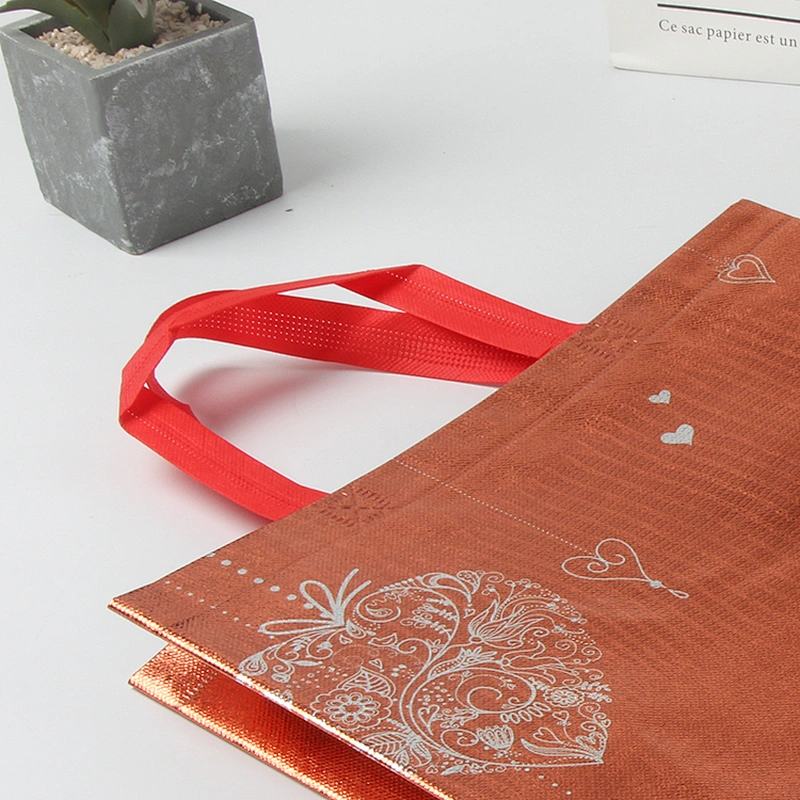 Orange non woven foldable laminated shopping bag custom logo